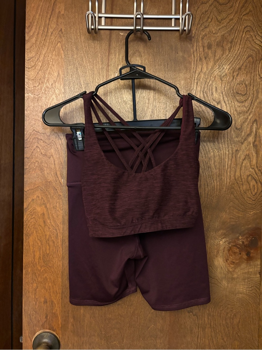 Pink/ Victoria Secret Strappy Bralette and High-Waist Shorts Set - Deep Burgundy